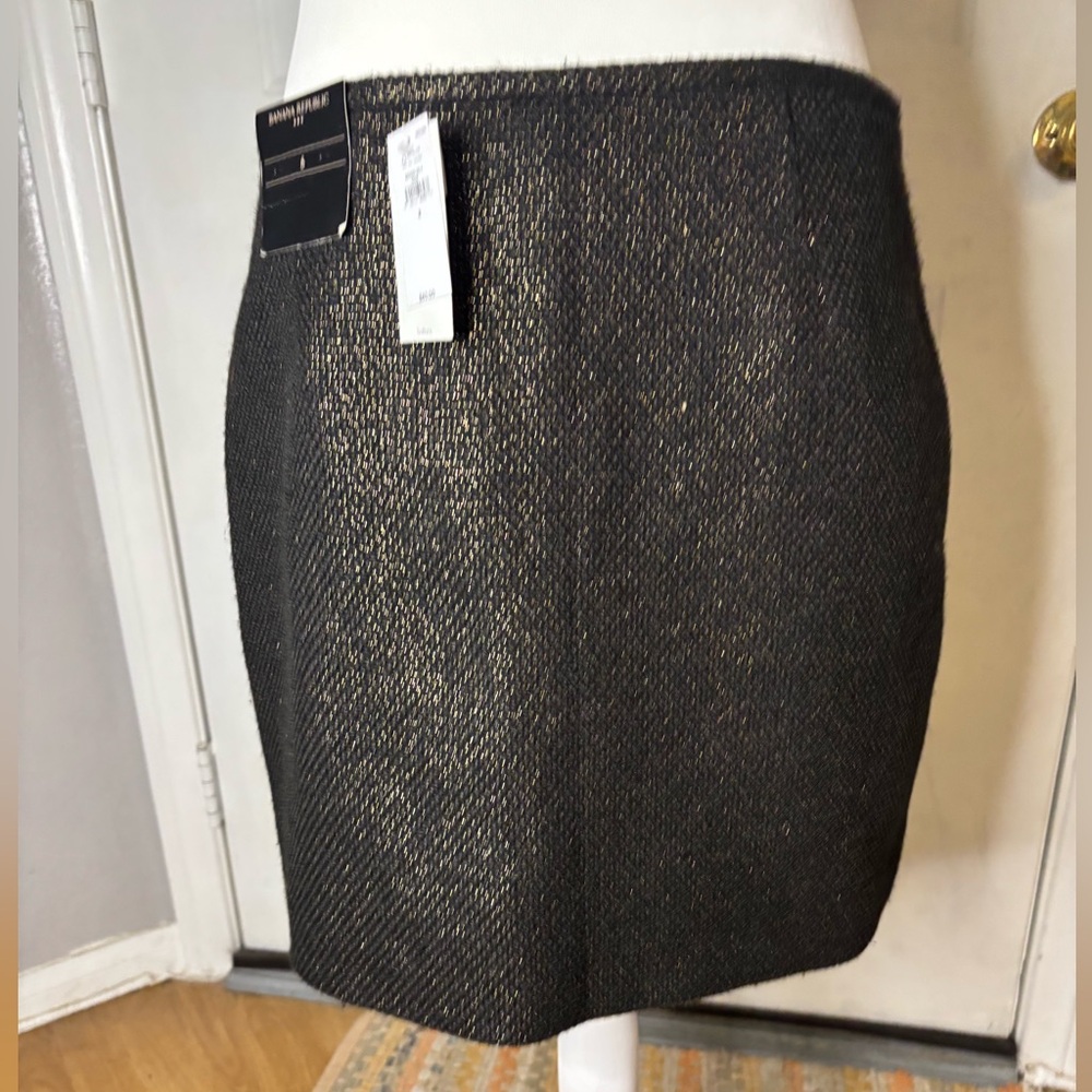 Banana republic factory nwt sz six Black gold woven Textured Skirt - Picture 3 of 10